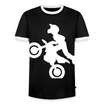 Retro Motocross gift for Biker - Men's Ringer Shirt - black/white - Front - AI Model Female 172 light (172cm) & AI Model Male 178 light (178cm)