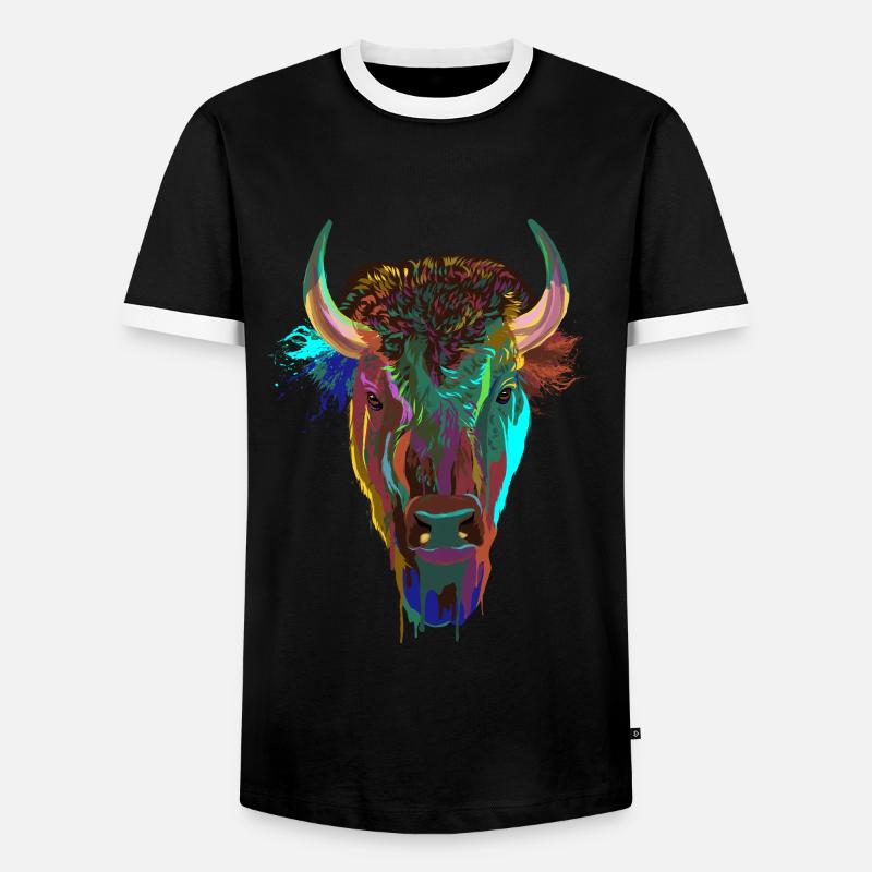 Splash Bison - Männer Kontrast-T-Shirt - Schwarz/Weiß
