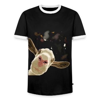 Neugierige Ziege - Männer Kontrast-T-Shirt - Schwarz/Weiß - Vorne - AI Model Female 172 light (172cm) & AI Model Male 178 light (178cm)
