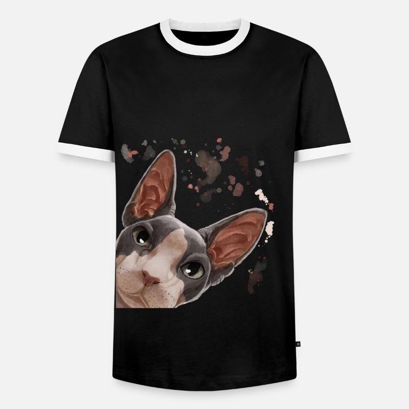 Neugierige Sphynx Katze - Männer Kontrast-T-Shirt - Schwarz/Weiß