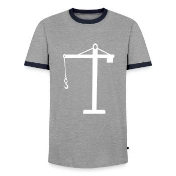 crane - Men's Ringer Shirt - grey/navy  - Front - AI Model Female 172 light (172cm) & AI Model Male 178 light (178cm)
