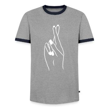 Symbol Handzeichen Hand Finger coole Geschenk - Männer Kontrast-T-Shirt - Grau/Navy  - Vorne - AI Model Female 172 light (172cm) & AI Model Male 178 light (178cm)