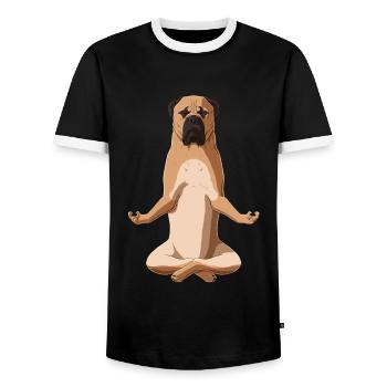 Meditate Bullmastiff Dog - Men's Ringer Shirt - black/white - Front - AI Model Female 172 light (172cm) & AI Model Male 178 light (178cm)