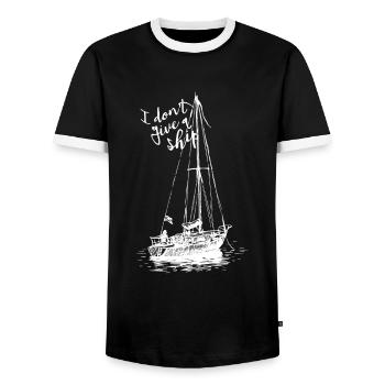 Sailing Sailor Scheißegal Sailing Yacht Sailboat - Men's Ringer Shirt - black/white - Front - AI Model Female 172 light (172cm) & AI Model Male 178 light (178cm)