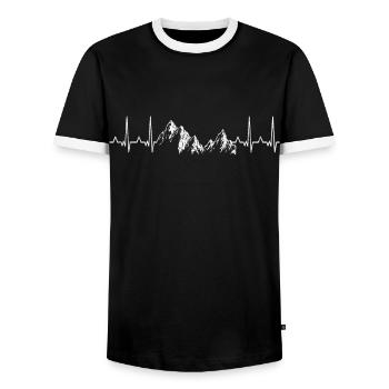 Montagnes battement de coeur nature cadeau randonnée en plein air - T-shirt contrasté Homme - noir/blanc - Devant - AI Model Female 172 light (172cm) & AI Model Male 178 light (178cm)