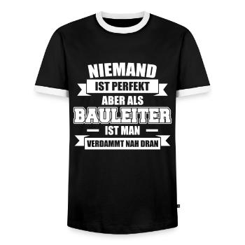 Niemand ist perfekt aber als Bauleiter Bauarbeiter - Männer Kontrast-T-Shirt - Schwarz/Weiß - Vorne - AI Model Female 172 light (172cm) & AI Model Male 178 light (178cm)