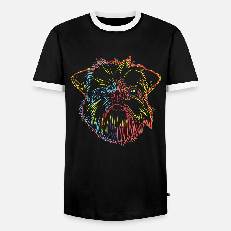 Brussels Griffon Hund - Männer Kontrast-T-Shirt - Schwarz/Weiß