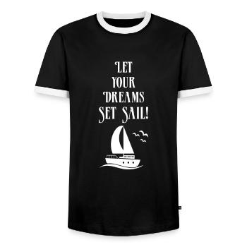 Segeln Geschenkidee Boot Segler Kapitän Schiff - Männer Kontrast-T-Shirt - Schwarz/Weiß - Vorne - AI Model Female 172 light (172cm) & AI Model Male 178 light (178cm)