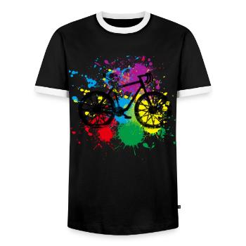 Colored Bicycle - Men's Ringer Shirt - black/white - Front - AI Model Female 172 light (172cm) & AI Model Male 178 light (178cm)