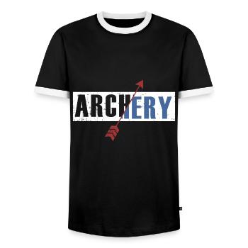 Flèche de tir à l'arc - T-shirt contrasté Homme - noir/blanc - Devant - AI Model Female 172 light (172cm) & AI Model Male 178 light (178cm)