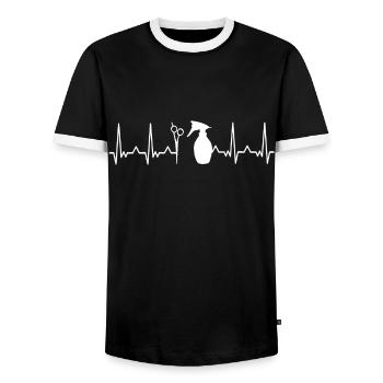 Coiffeur Coiffeur Coiffeur Coiffeur Salon de coiffure Cadeau - T-shirt contrasté Homme - noir/blanc - Devant - AI Model Female 172 light (172cm) & AI Model Male 178 light (178cm)