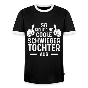 So sieht eine coole Schwiegertochter - Männer Kontrast-T-Shirt - Schwarz/Weiß - Vorne - AI Model Female 172 light (172cm) & AI Model Male 178 light (178cm)
