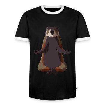 Marmotte méditante - T-shirt contrasté Homme - noir/blanc - Devant - AI Model Female 172 light (172cm) & AI Model Male 178 light (178cm)