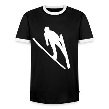 Ski jumping ski ski flying ski jumper winter sport - Men's Ringer Shirt - black/white - Front - AI Model Female 172 light (172cm) & AI Model Male 178 light (178cm)