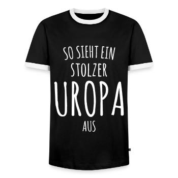 So sieht ein stolzer Uropa aus Stiefvater - Männer Kontrast-T-Shirt - Schwarz/Weiß - Vorne - AI Model Female 172 light (172cm) & AI Model Male 178 light (178cm)