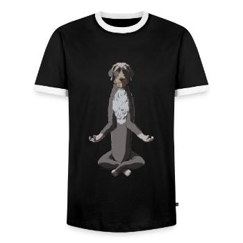 Méditant allemand Piqûre chien - T-shirt contrasté Homme - noir/blanc - Devant - AI Model Female 172 light (172cm) & AI Model Male 178 light (178cm)