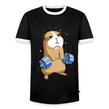 Le levage croisé Des cochons d’Inde - T-shirt contrasté Homme - noir/blanc - Devant - AI Model Female 172 light (172cm) & AI Model Male 178 light (178cm)