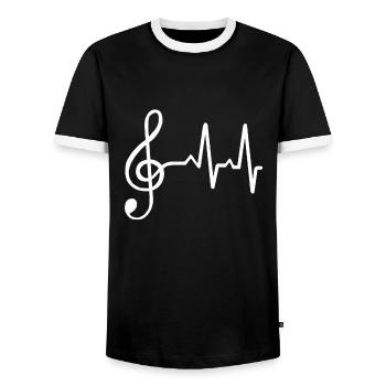 Violinschlüssel Sänger Musik Tanzen Singen EKG - Männer Kontrast-T-Shirt - Schwarz/Weiß - Vorne - AI Model Female 172 light (172cm) & AI Model Male 178 light (178cm)