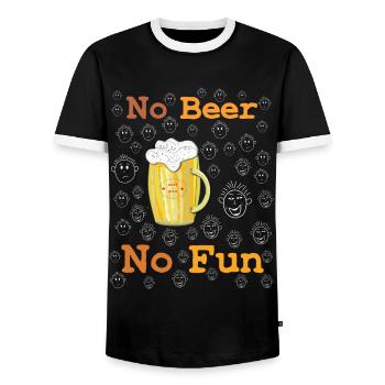 No Beer no Fun - Men's Ringer Shirt - black/white - Front - AI Model Female 172 light (172cm) & AI Model Male 178 light (178cm)