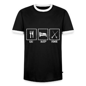 Fencing SwordFighting Fencing Fencing - Men's Ringer Shirt - black/white - Front - AI Model Female 172 light (172cm) & AI Model Male 178 light (178cm)