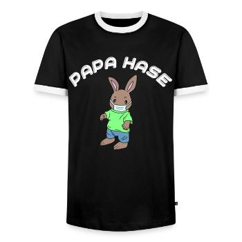 Papa Hase - Männer Kontrast-T-Shirt - Schwarz/Weiß - Vorne - AI Model Female 172 light (172cm) & AI Model Male 178 light (178cm)
