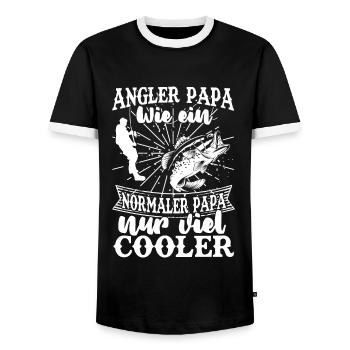 Cooler Angler Papa Vater Fischen angeln Vatertag - Männer Kontrast-T-Shirt - Schwarz/Weiß - Vorne - AI Model Female 172 light (172cm) & AI Model Male 178 light (178cm)