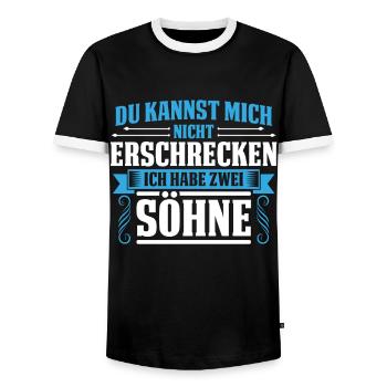 Vater von zwei Söhnen Papa Sohn Vatertag - Männer Kontrast-T-Shirt - Schwarz/Weiß - Vorne - AI Model Female 172 light (172cm) & AI Model Male 178 light (178cm)