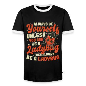 Sei immer du selbst, netter Marienkäfer - Männer Kontrast-T-Shirt - Schwarz/Weiß - Vorne - AI Model Female 172 light (172cm) & AI Model Male 178 light (178cm)