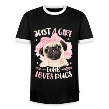 Just A Girl Who Loves Mops - Männer Kontrast-T-Shirt - Schwarz/Weiß - Vorne - AI Model Female 172 light (172cm) & AI Model Male 178 light (178cm)