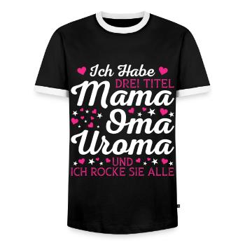 Mama Oma Uroma Spruch Geschenk von Enkel - Männer Kontrast-T-Shirt - Schwarz/Weiß - Vorne - AI Model Female 172 light (172cm) & AI Model Male 178 light (178cm)