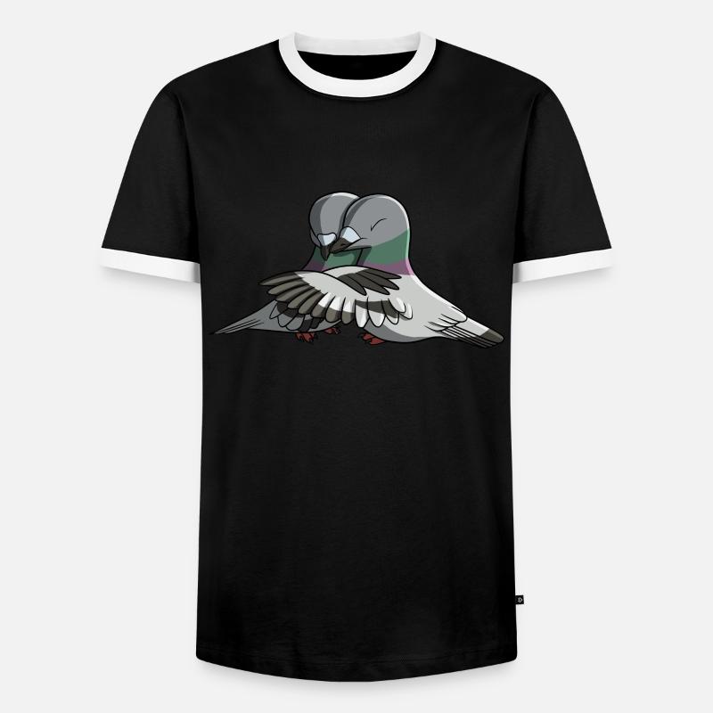 Hugging Birds Pigeon - Men's Ringer Shirt - black/white