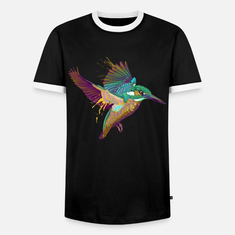 Splash Eisvogel - Männer Kontrast-T-Shirt - Schwarz/Weiß
