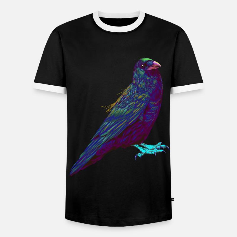 Splash Crow Bird Raven - Men's Ringer Shirt - black/white