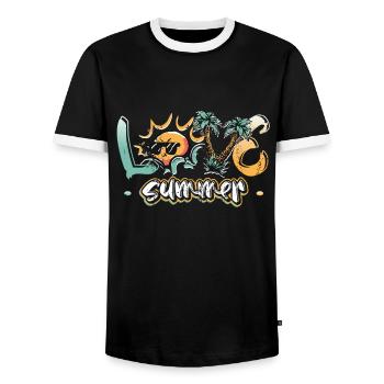 Hello Summer Sun mit Sonnenbrille - Männer Kontrast-T-Shirt - Schwarz/Weiß - Vorne - AI Model Female 172 light (172cm) & AI Model Male 178 light (178cm)
