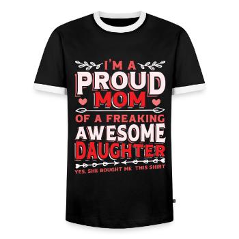 Ich bin eine stolze Mutter einer Tochter - Männer Kontrast-T-Shirt - Schwarz/Weiß - Vorne - AI Model Female 172 light (172cm) & AI Model Male 178 light (178cm)