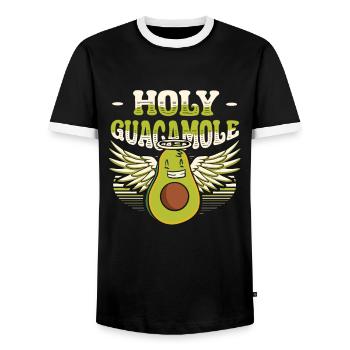 Sacred guacamole funny avocado - Men's Ringer Shirt - black/white - Front - AI Model Female 172 light (172cm) & AI Model Male 178 light (178cm)