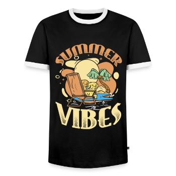 Summer Vibes Beach Club Summer Vacation - Men's Ringer Shirt - black/white - Front - AI Model Female 172 light (172cm) & AI Model Male 178 light (178cm)