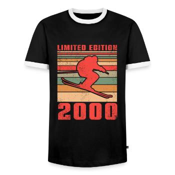Ski Skifahrer Langlaufski Geburtstag 2000 - Männer Kontrast-T-Shirt - Schwarz/Weiß - Vorne - AI Model Female 172 light (172cm) & AI Model Male 178 light (178cm)