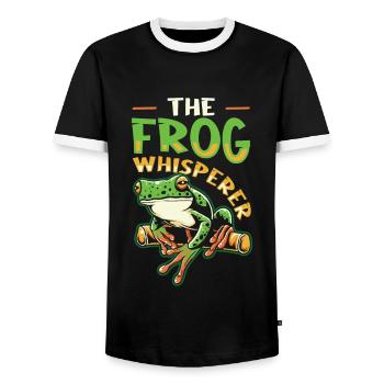 The Frog Whisperer - Men's Ringer Shirt - black/white - Front - AI Model Female 172 light (172cm) & AI Model Male 178 light (178cm)