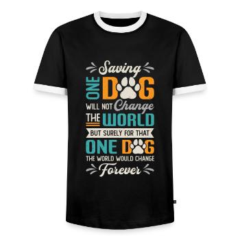 Sauver One Dogs World Animal Rescue, Dog House - T-shirt contrasté Homme - noir/blanc - Devant - AI Model Female 172 light (172cm) & AI Model Male 178 light (178cm)