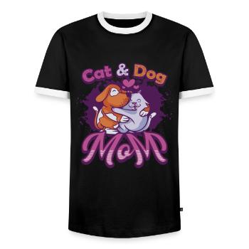 Cat and dog mother, pets. - Men's Ringer Shirt - black/white - Front - AI Model Female 172 light (172cm) & AI Model Male 178 light (178cm)