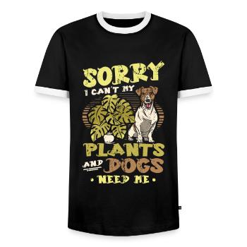 Sorry I Can´t My Plants And Dogs, Hundeliebhaber. - Männer Kontrast-T-Shirt - Schwarz/Weiß - Vorne - AI Model Female 172 light (172cm) & AI Model Male 178 light (178cm)
