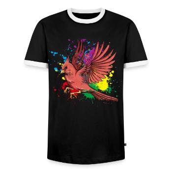 Fliegender Splash Vogel Rotkardinal - Männer Kontrast-T-Shirt - Schwarz/Weiß - Vorne - AI Model Female 172 light (172cm) & AI Model Male 178 light (178cm)