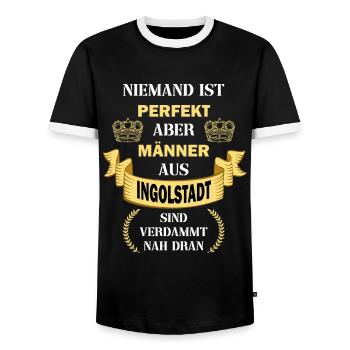 Ingolstadt Deutschland Stadt Heimat Männer Perfekt - Männer Kontrast-T-Shirt - Schwarz/Weiß - Vorne - AI Model Female 172 light (172cm) & AI Model Male 178 light (178cm)