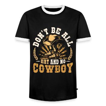Ne soyez pas tout chapeau et pas de rodéo de cheval de cow-boy - T-shirt contrasté Homme - noir/blanc - Devant - AI Model Female 172 light (172cm) & AI Model Male 178 light (178cm)