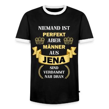 Jena Deutschland Stadt Heimat Männer Perfekt - Männer Kontrast-T-Shirt - Schwarz/Weiß - Vorne - AI Model Female 172 light (172cm) & AI Model Male 178 light (178cm)
