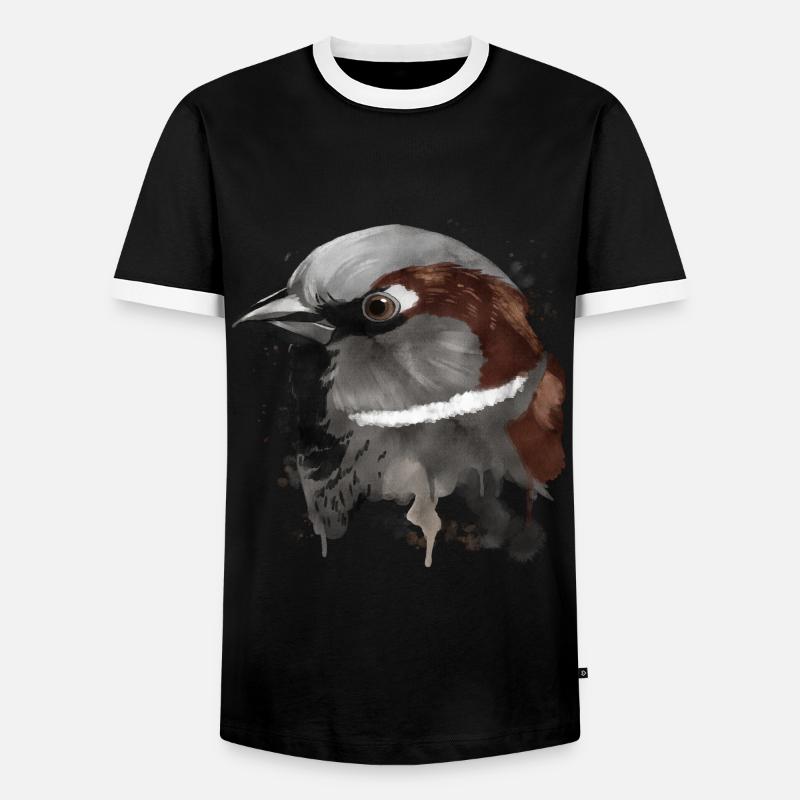 Splash Bird Sparrow - Men's Ringer Shirt - black/white