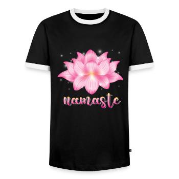 Yoga Meditation Lotus Flower Namaste Yoga - Men's Ringer Shirt - black/white - Front - AI Model Female 172 light (172cm) & AI Model Male 178 light (178cm)