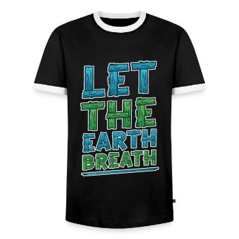 Let the earth . Awareness and climate change. - Men's Ringer Shirt - black/white - Front - AI Model Female 172 light (172cm) & AI Model Male 178 light (178cm)