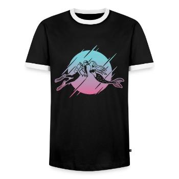 Plongeur sous-marin embrassant la sirène - T-shirt contrasté Homme - noir/blanc - Devant - AI Model Female 172 light (172cm) & AI Model Male 178 light (178cm)